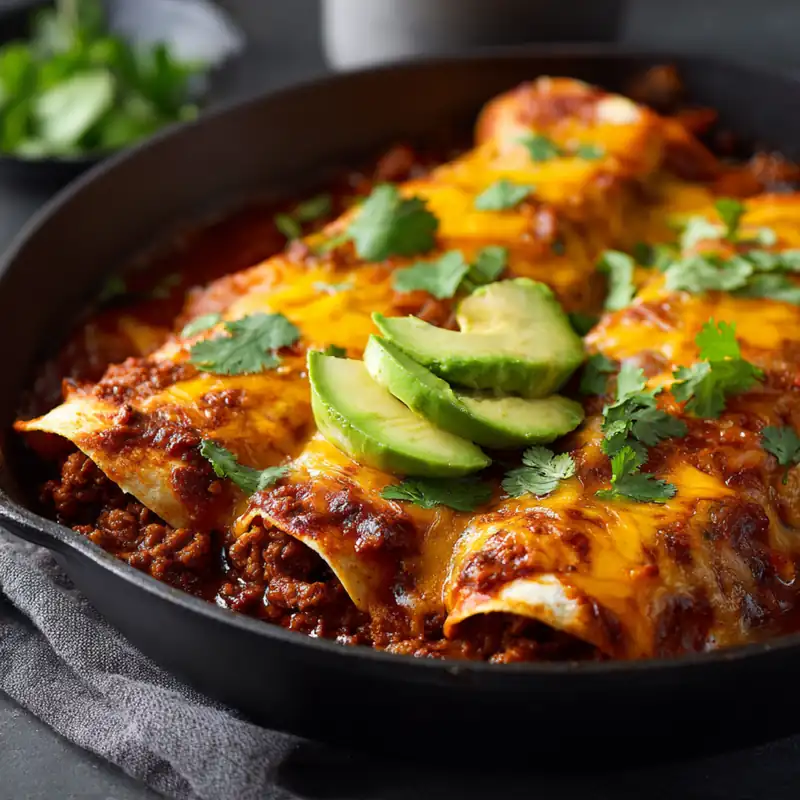Easy Cheesy Ground Beef Enchiladas (One-Pan) 4 Easy Cheesy Ground Beef Enchiladas (One-Pan)