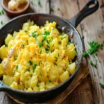 cheesy potato egg skillet in content compressed
