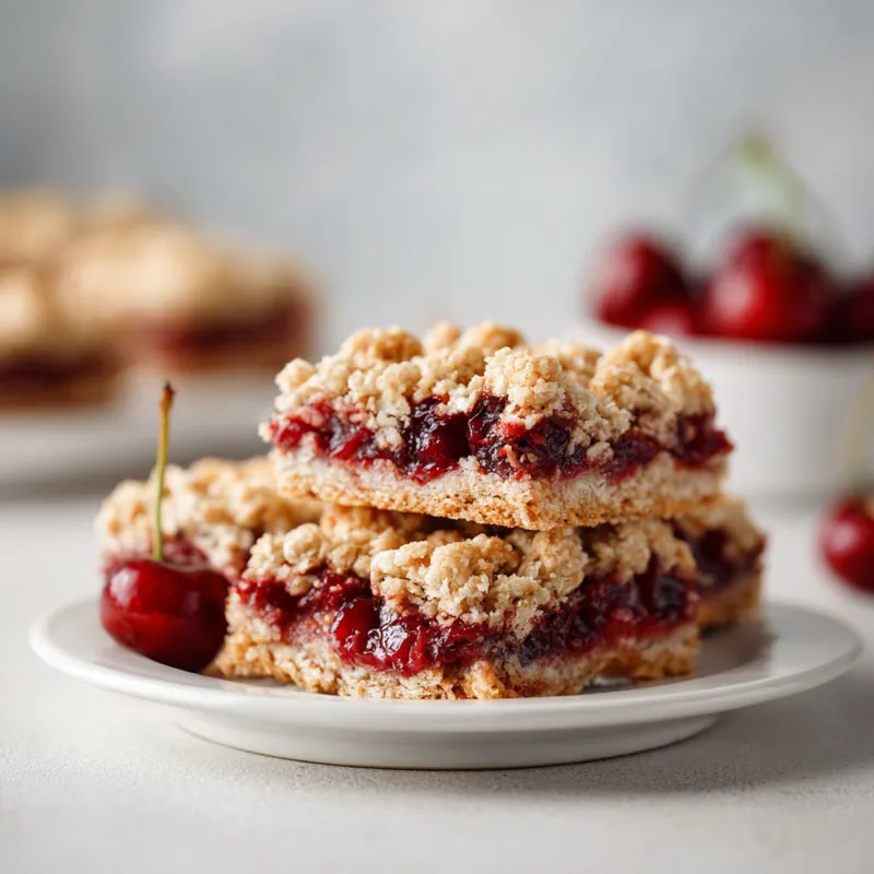 Sweet Cherry Crumble Bars with Oat Topping 4 Sweet Cherry Crumble Bars with Oat Topping