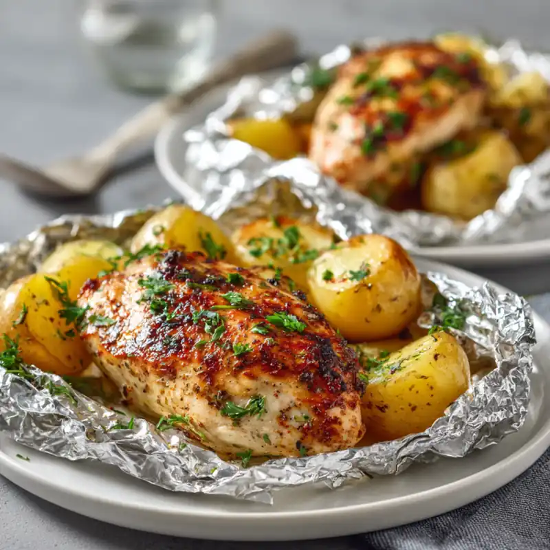 Chicken Breast Foil Packets with Potatoes and Herbs