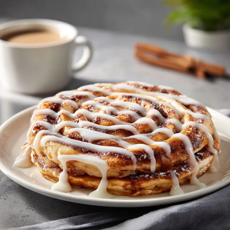 Cinnamon Roll Pancakes with Cream Cheese Drizzle 8 Cinnamon Roll Pancakes with Cream Cheese Drizzle