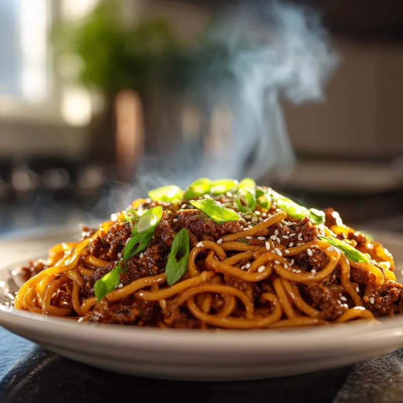 Easy Mongolian Ground Beef Noodles