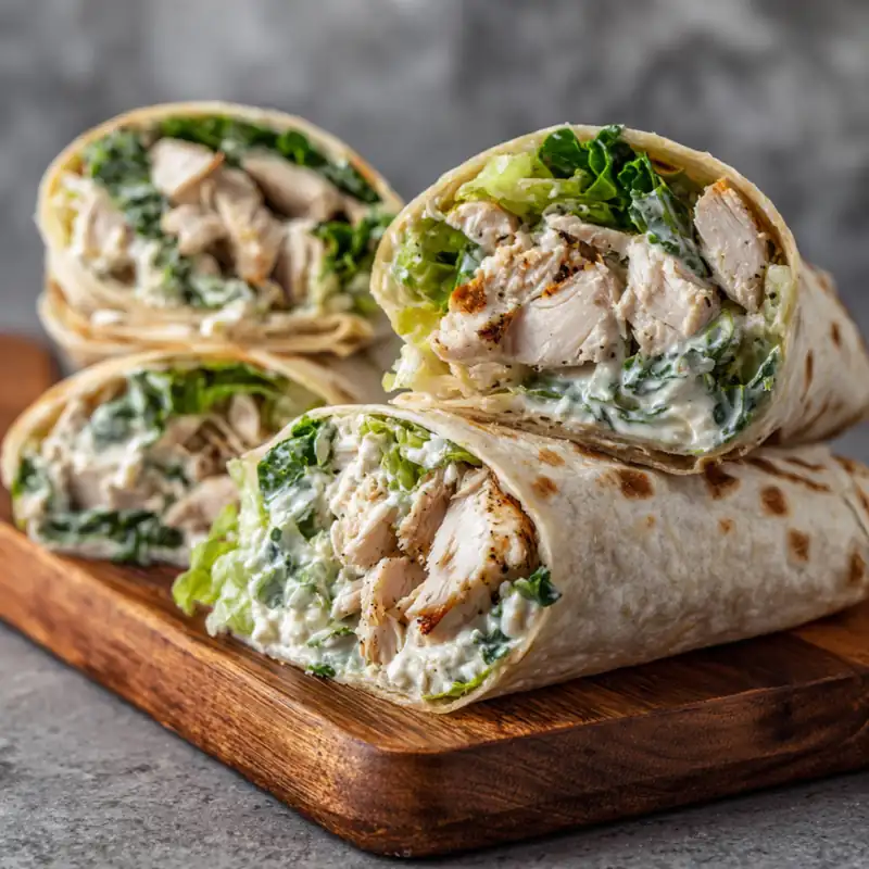 Healthy Chicken Caesar Wraps