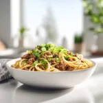 ground turkey noodles green onions in content compressed