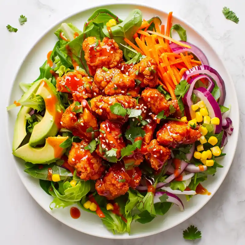 Crispy & Spicy Honey Lime Chicken Avocado Salad