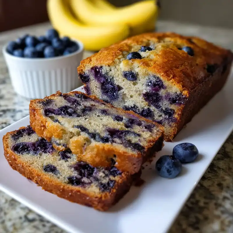 Protein Cottage Cheese Banana Bread with Blueberries