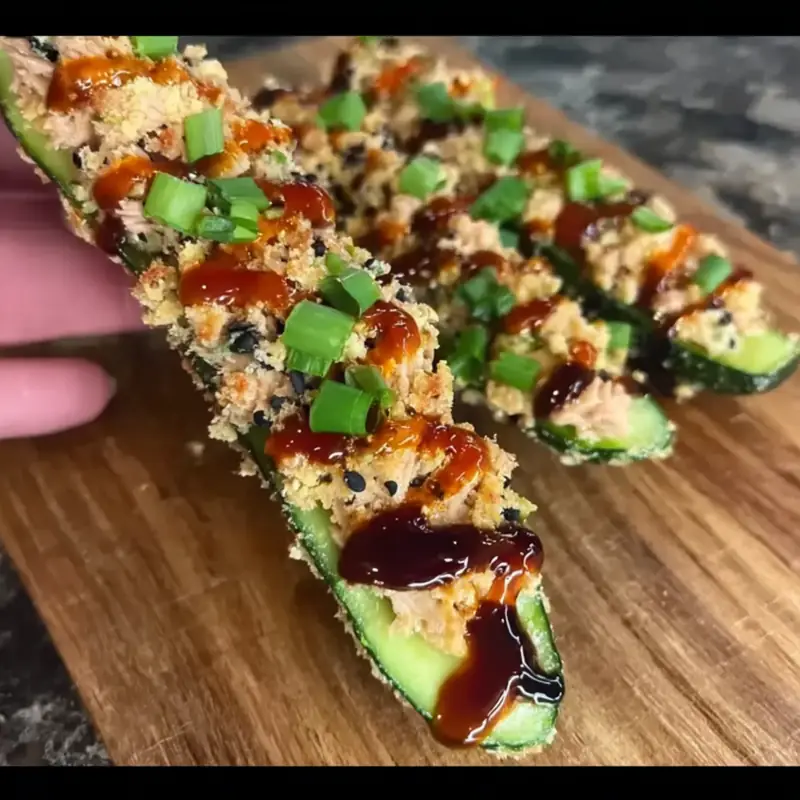 Low Carb Tuna Cucumber Boats for Weight Loss